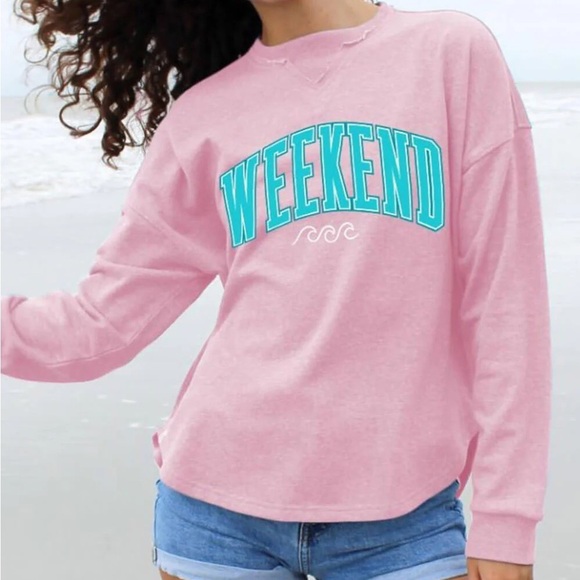 Simply Southern Tops - Simply Southern Weekend peach sweatshirt